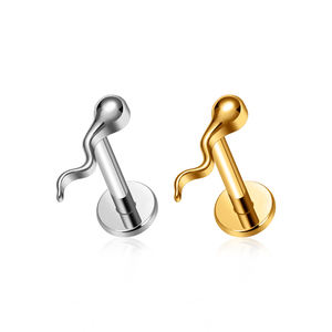 Venta al por mayor ASTM G23 titanio estrella forma bisagra pendiente CZ incrustaciones con bisagras Clicker nariz anillo mujeres Piercing joyería - Product Image 1