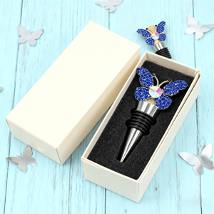 <span class=keywords><strong>Bouchon</strong></span> de bouteille de <span class=keywords><strong>vin</strong></span> en acier inoxydable <span class=keywords><strong>bleu</strong></span> papillon unique, design personnalisé en usine, pour anniversaire, mariage - Product Image 2
