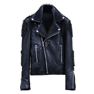 Veste clou en cuir pour hommes et femmes, veste personnalisée en cuir de vache, à la mode, populaire et personnalisable - Product Image 1