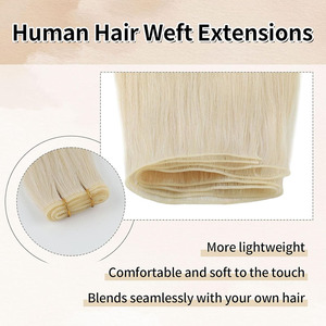 AngelBella Blonde 14-32 pouces Genius Weft Extensions Cheveux Humains Doux Mains Attachées Extensions de Cheveux Humains Vierges Trame de Cheveux Humains - Product Image 4