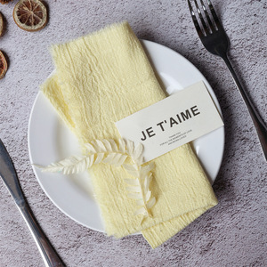 Taplak meja pinggiran warna-warni dekorasi pernikahan kain Linen selimut tipis serbet dengan tepi mentah taplak meja kain serbet - Product Image 5