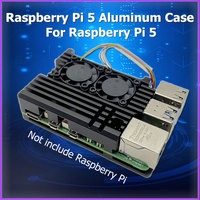 Casing Aluminium Raspberry Pi 5 dengan Kipas Ganda, Cangkang Logam untuk RPI 5 Pi5