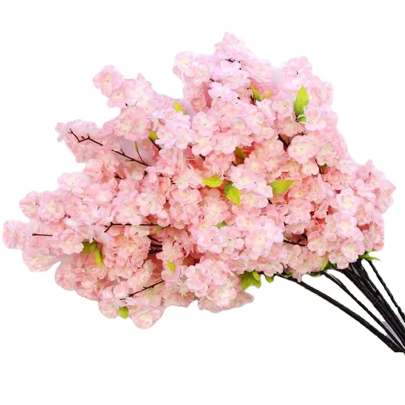 Fleurs décoratives de mariage en soie, fausses fleurs, fleurs de cerisier artificielles, vente en gros, chine,