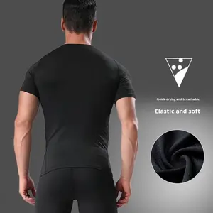 Camiseta Deportiva de Verano para Hombre, Sólida, Transpirable, de Secado Rápido, Ajustada, de Manga Corta, de Tela de Seda de Leche, para Correr y Entrenar - Product Image 1