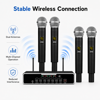 Système de microphone sans fil professionnel UHF 4 canaux X6-4 avec fonction de mise en sourdine automatique, micro portable pour performances scéniques professionnelles et chant