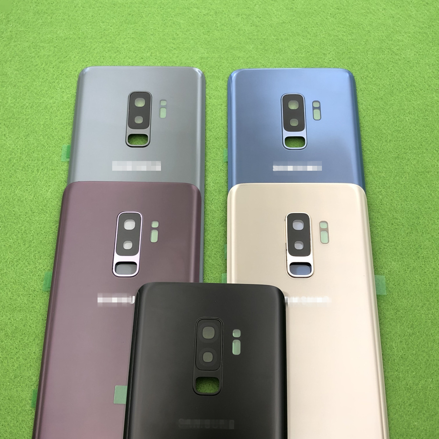 Для Samsung Galaxy S9 Plus G965 SM-G965F G965FD Задняя стеклянная крышка батарейного отсека S9 + задняя камера стеклянная крышка