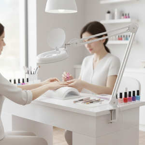 โคมไฟตั้งโต๊ะสำหรับร้านเสริมสวยมืออาชีพ พร้อมกระจก LED ปรับระดับได้ และแขนปรับหมุนได้ - Product Image 6