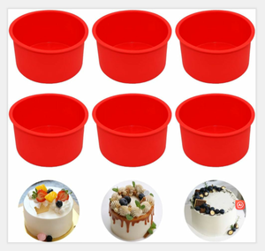 Set di 6 pezzi <span class=keywords><strong>teglia</strong></span> rotonda da 4 pollici in Silicone antiaderente stampi da <span class=keywords><strong>forno</strong></span> per cuocere pentole riutilizzabili in Silicone Mini stampi per torte - Product Image 2
