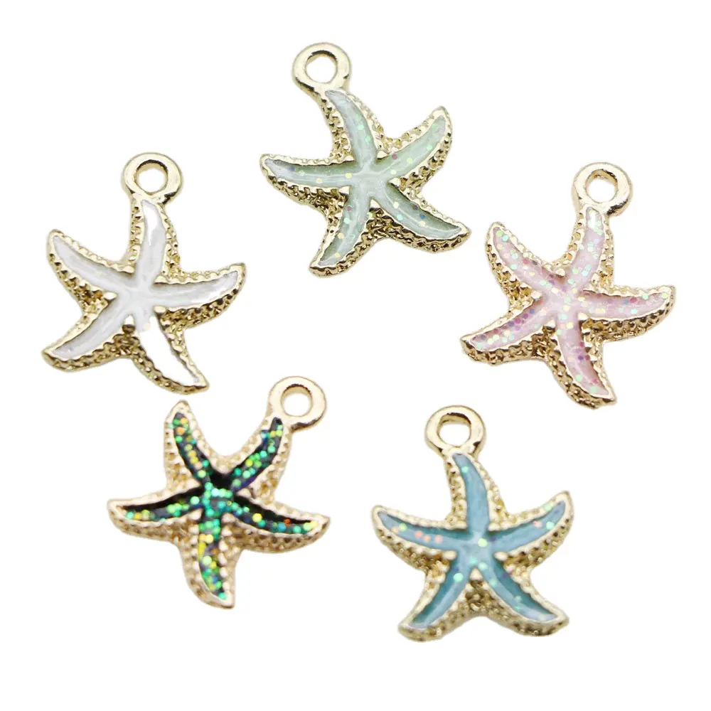 Fashion Design Jewelry DIY Charms Enamel Drops Starfish Pendant For Accessories Hair Dec Bag Hanger