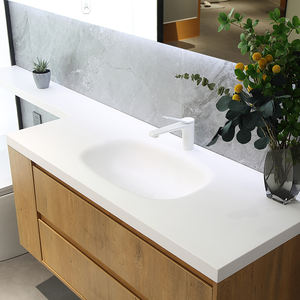 Tocador de baño de roble Natural, mueble moderno con lavabo, compartimiento abierto, novedad - Product Image 5