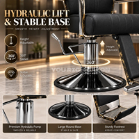 Fauteuil de Barbier Premium en PU, Chaise de Salon Réglable, Fauteuil de Coiffure Hydraulique Inclinable avec Base Robuste pour Salon de Coiffure