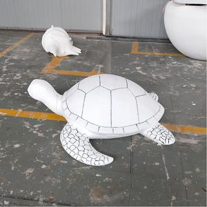 Sculpture de tortue en fibre de verre pour décoration extérieure de jardin, statue animale artificielle résistante aux intempéries, ornement autoportant - Product Image 2