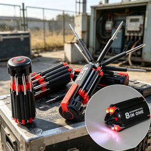 Juego de Destornilladores Multifuncional Portátil Mini 8 en 1, Juego de Destornilladores Plegables con Linterna LED - Product Image 1