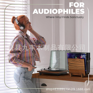 Organisateur de disques vinyles en bois, 13x12x14 pouces, grande capacité, jusqu'à 50 albums, support d'affichage pour CD - Product Image 3