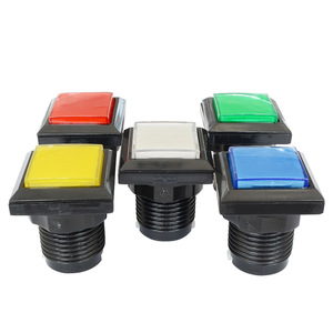 Square Illuminated <b>Push</b> <b>Button</b> <b>Switch</b> 33mm With Black Base For Amusement Machine Accessories - Product Image 1