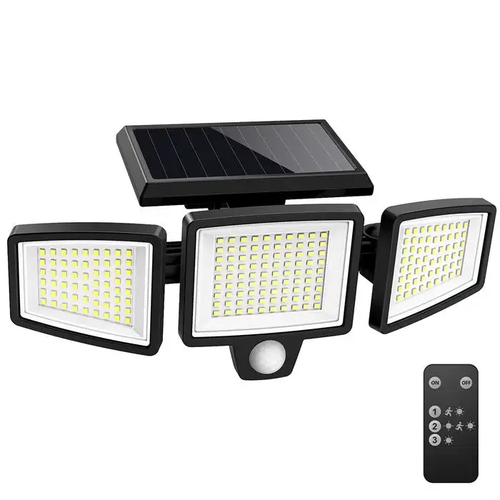 Harga pabrik lampu dinding Surya Outdoor 210 Leds 2500lm lampu Sensor gerak dengan Remote Control LED lampu taman