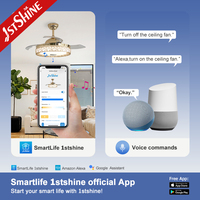 Ventilateur de plafond rétractable 1stshine de 42 pouces, de qualité commerciale, écologique, personnalisable OEM/ODM, avec lames rétractables et éclairage LED