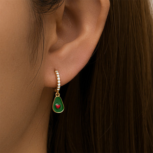 ROXI Boucles d'oreilles créoles pendantes en argent sterling 925, nouveauté été, avec pendentif avocat émaillé - Product Image 3