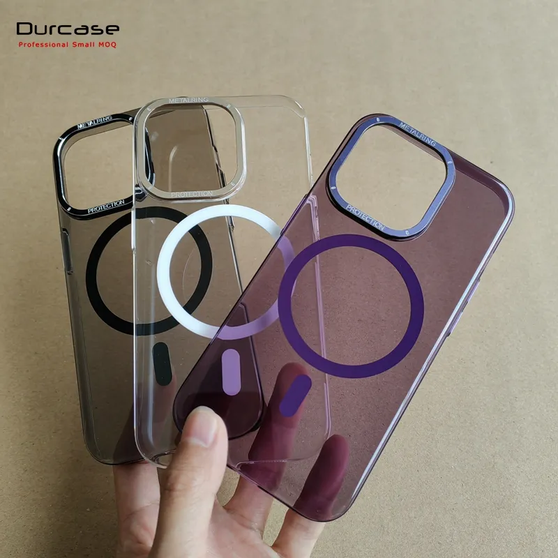 Metal Lens Case For iPhone 14 Pro Max Magnetic Plastic Cover Purple For iPhone 14 Plus Transparent Magsafe Phone Cases