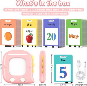 Cartes flash parlantes personnalisées pour les mots fréquents - Livre avec couverture rigide recouverte de UV, forme de dinosaure, papier, cadeau de Noël ou <span class=keywords><strong>d</strong></span>'<span class=keywords><strong>anniversaire</strong></span> pour les enfants de 2 à 6 ans - Product Image 6