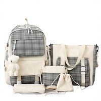Sacs à dos de cuisine en toile esthétiques, lot de 5 pièces, grande capacité, ensemble combiné, sac de rangement portable pour l'école, les badges et les voyages