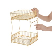 Groothandel Thuis Metalen Organizer 2 Lagen Afneembare Vouwen Groenten En Fruit Mand