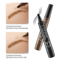 Stylo Sourcils Microblading Effet Tatouage, Pointe Quadruple Longue Tenue, Dessin Précis Brun Noir, Crayon Sourcils Imperméable à Quatre Pointes