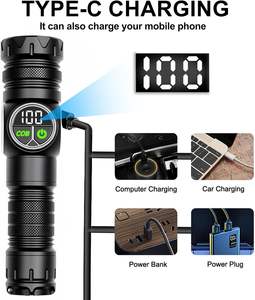 Lampe torche tactique rechargeable en aluminium magnétique à LED 30W, 1200 lumens, indicateur de batterie, portée longue de 1200 m, lumière puissante, vente en gros - Product Image 3