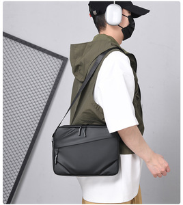 Men Lightweight Waterproof Messenger <b>Bag</b> Crossbody Sling Multiple Pockets Business Casual Travel Work Daily <b>Black</b> - Product Image 5