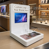 Présentoir de comptoir promotionnel pour fournisseurs de smartphones, unité en acrylique sur mesure avec panneau vidéo HD, vente en gros