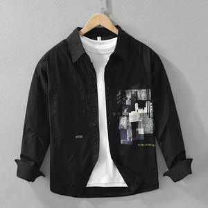 Chemise décontractée à manches longues en coton perlé de style <span class=keywords><strong>japonais</strong></span> pour <span class=keywords><strong>homme</strong></span>, collection automne, tendance, polyvalente, artistique, coupe ample, pièce unique - 7309 - Product Image 6