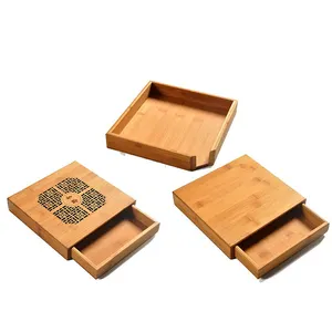 Cajas organizadoras de madera bambú para joyería, venta al por mayor