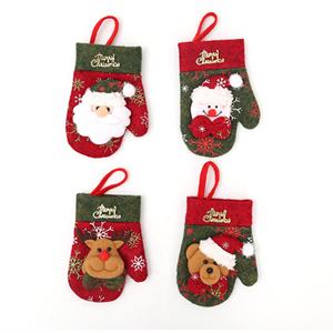 ถุงใส่ช้อนส้อมผ้าลายถุงมือคริสต์มาสสีแดงเขียวตกแต่งบ้านน่ารัก - Product Image 1