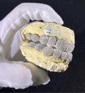 ディープパーマカットグリルツカスタムVVSモアッサナイトヒップホップグリルズ12/20歯14K 18Kホワイトゴールドメッキダイヤモンドアイスアウトグリルツジュエリー - Product Image 1