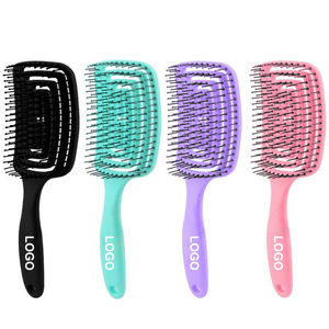 Venta al por mayor de fábrica de nailon masaje ecológico rizado antiestático paleta Flexible desenredante cepillo de pelo - Product Image 2