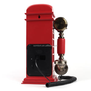 प्राचीन टेलीफोन फोटो बूथ विंटेज शादी रिकॉर्डर ऑडियो गुस्टबुक लाल गुलाबी टेलीफोन बूथ सजावट - Product Image 6