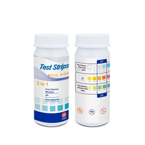 Bandelettes de test 3-en-1 pour piscine et spa - 50 unités, test rapide en <span class=keywords><strong>30</strong></span> secondes pour le chlore libre/brome, le pH et l'alcalinité totale - Product Image 1