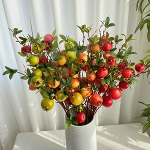 Cung cấp trực tiếp xuyên biên giới của mô phỏng cao cấp 7 nhánh quả lựu với lá thực tế tất cả các màu đỏ nhanh chóng gửi - Product Image 6