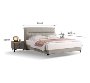 Lit King-Size Moderne de Luxe avec Revêtement en Cuir Véritable Capitonnée, Cadre en Bois Doux, Bo <span class=keywords><strong>Yi</strong></span> Man, Garantie 2 Ans, Meubles de Chambre à Coucher - Product Image 6