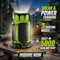 Meja Lipat Portabel Outdoor Multifungsi dengan Lampu Camping LED Dimmable, Pengisian Daya USB Tenaga Surya, dan Power Bank