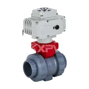 High Temperature Plastic CPVC PVC Industrial Chemical Valve Motorized Electric Actuated Socket Ball Valve