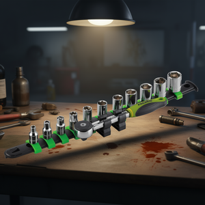 FACOM <b>Socket</b> <b>Set</b> <b>12</b> Pc Metric 6 <b>Point</b> Chrome Vanadium Steel Ratchet Handle Auto Repair Tool - Product Image 3