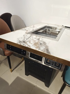 Meubles de cafétéria Guangdong Hot Pot Table Barbecue électrique <span class=keywords><strong>coréen</strong></span> Smokehouse Grill <span class=keywords><strong>Restaurant</strong></span> Steamboat Table et chaise de salle à manger - Product Image 3