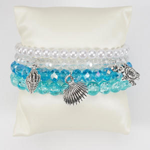 Fashion Jewelry Beaded <b>Bracelets</b> With <b>Shell</b> Charm Multi Layer Elastic Unisex Gift Made In China - Product Image 4