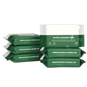 Disposable Organic <b>Compostable</b> Natural Eco Friendly Organic Bamboo Flushable Wet Wipes - Product Image 1