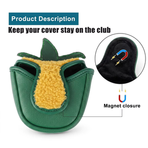 Elegante Funda para Cabeza de Palo de Golf con Diseño de Piña, Putter Tipo Mallet, Cuero PU Premium, Forro de Lana de Cordero Suave, Cierre Magnético, Logotipo Personalizado - Product Image 3
