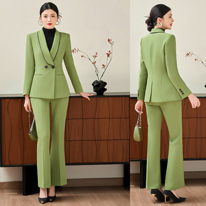 Women's Pink Suit Set Full Sleeve Polyester Formal Anti-Wrinkle Autumn Wear - Product Image 2