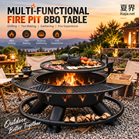 Table de barbecue extérieure en bois de luxe, brasero multifonctionnel pour jardin et patio, ensemble de service à thé