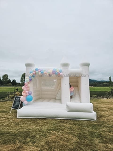 흰색 탄력 성 슬라이드 웨딩 바운스 하우스 콤보 파티 대여 야외 송풍기와 풍선 점프 하우스 - Product Image 4