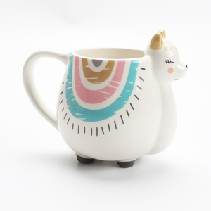 Massen fabrik Großhandel benutzer definierte Logo Keramik 3d niedlichen Tier Alpaka geformte Kaffeetasse mit Füßen auf Lager - Product Image 2